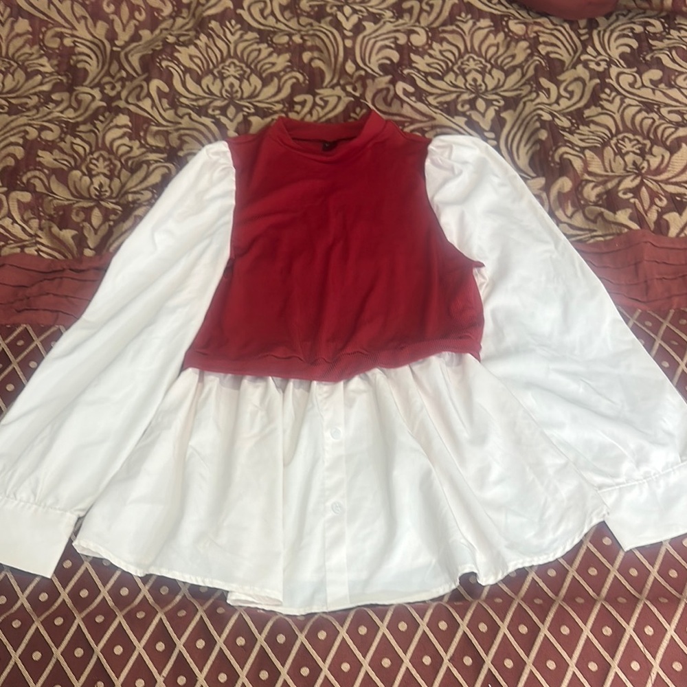 Red and White Kids Layered Shirt